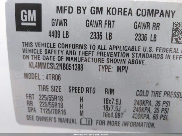 Aukcja sprzedaży 2022 Buick Encore Gx Awd Preferred, vin: KL4MMCSL2NB051388, numer aukcji: 44623795