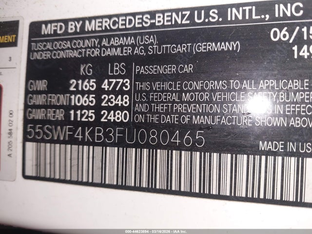 2015 MERCEDES-BENZ C 300 55SWF4KB3FU080465 Photo 8