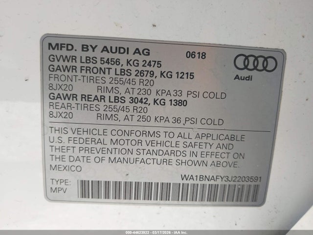 2018 AUDI Q5 WA1BNAFY3J2203591 Photo 8