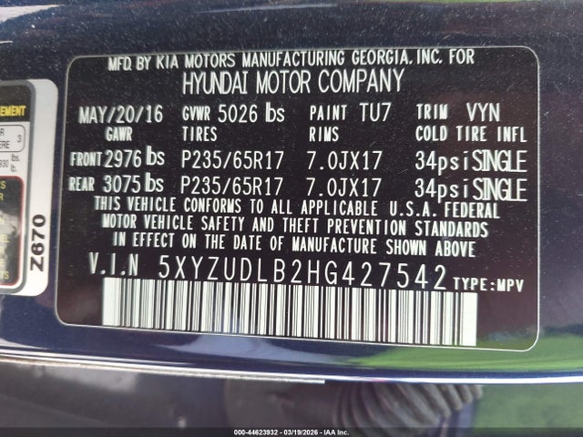Продаж на аукціоні авто 2017 Hyundai Santa Fe Sport 2.4l, vin: 5XYZUDLB2HG427542, номер лоту: 44623932
