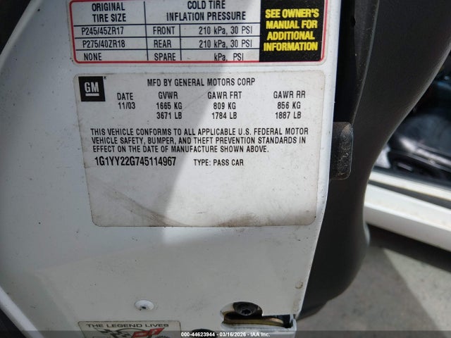 2004 CHEVROLET CORVETTE 1G1YY22G745114967 Photo 8