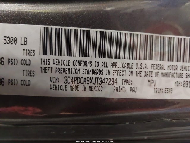 Dodge JOURNEY SE 2018 3C4PDCABXJT347294 Image 9