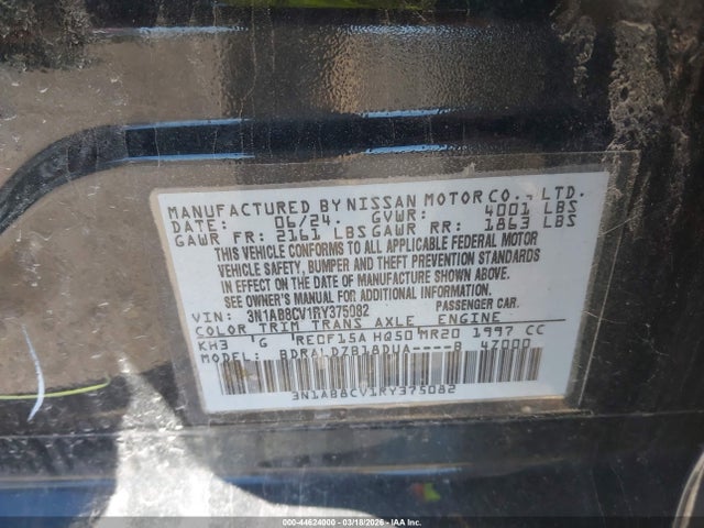 44624000 :رقم المزاد ، 3N1AB8CV1RY375082 vin ، 2024 Nissan Sentra Sv Xtronic Cvt مزاد بيع