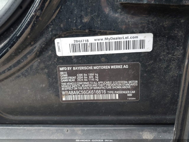 2016 BMW 320I WBA8A9C56GK616616 Photo 8