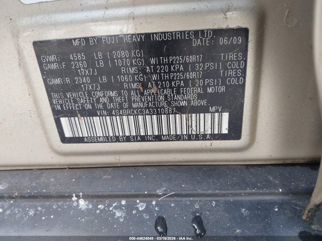 2010 SUBARU OUTBACK 4S4BRCKC3A3310887 Photo 8