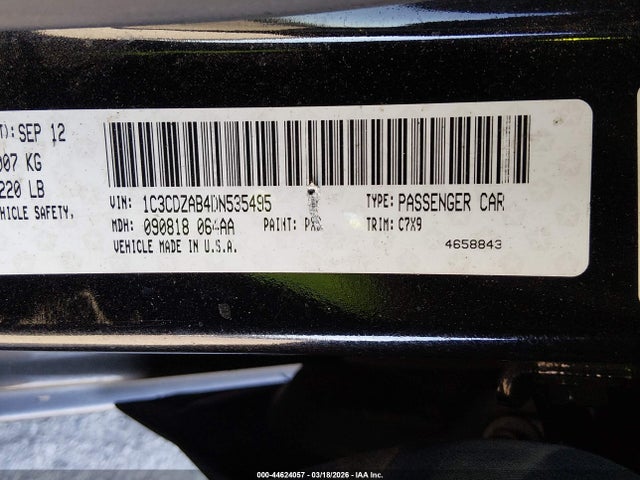 2013 Dodge Avenger Se მანქანა იყიდება აუქციონზე, vin: 1C3CDZAB4DN535495, აუქციონის ნომერი: 44624057
