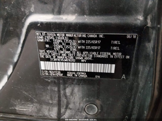 Продажа на аукционе авто 2018 Toyota Rav4 Xle, vin: 2T3RFREV9JW816202, номер лота: 44624060