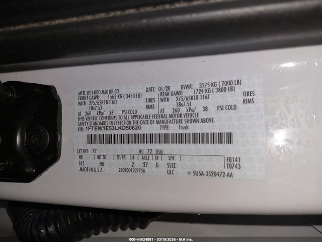 Ford F-150 Lariat 2020 1FTEW1E53LKD50620 Image 9