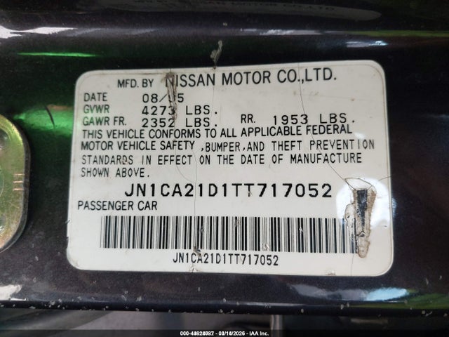 44624087 :رقم المزاد ، JN1CA21D1TT717052 vin ، 1996 Nissan Maxima Gle/gxe/se مزاد بيع