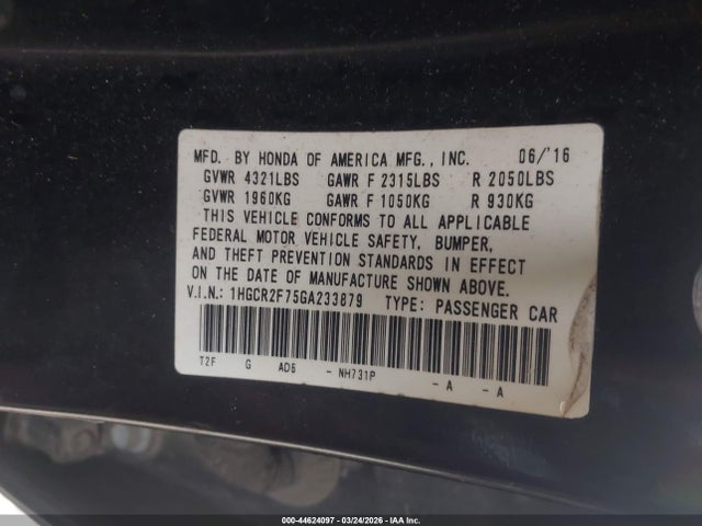 2016 HONDA ACCORD 1HGCR2F75GA233879 Photo 8