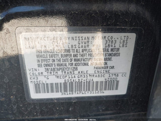 3N1AB7AP6EY311256 Nissan SENTRA SV