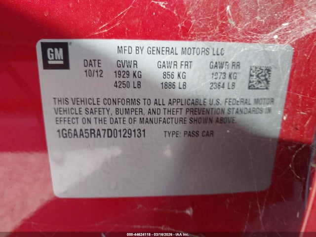 Продаж на аукціоні авто 2013 Cadillac Ats Standard, vin: 1G6AA5RA7D0129131, номер лоту: 44624118