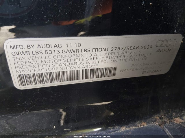 2011 Audi A6 3.0 Premium მანქანა იყიდება აუქციონზე, vin: WAUFGAFBXBN041260, აუქციონის ნომერი: 44624131