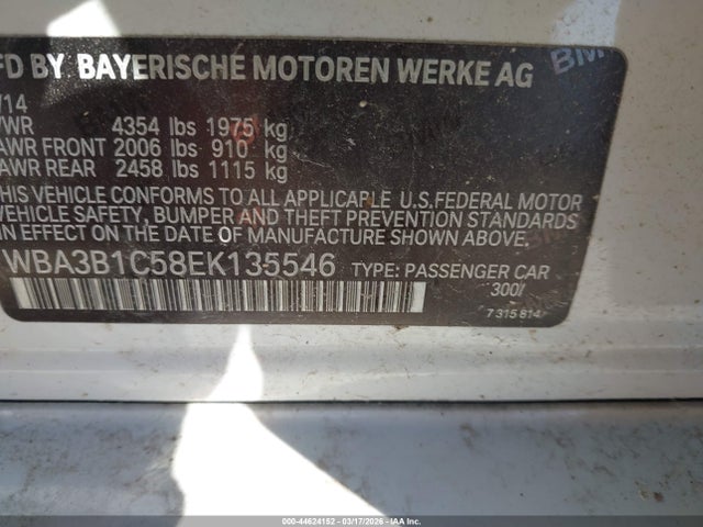 Aukcja sprzedaży 2014 Bmw 320i, vin: WBA3B1C58EK135546, numer aukcji: 44624152