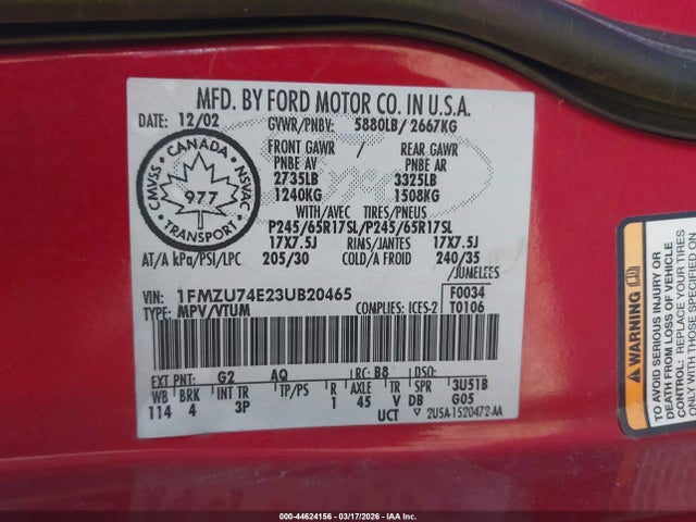 2003 FORD EXPLORER 1FMZU74E23UB20465 Photo 8