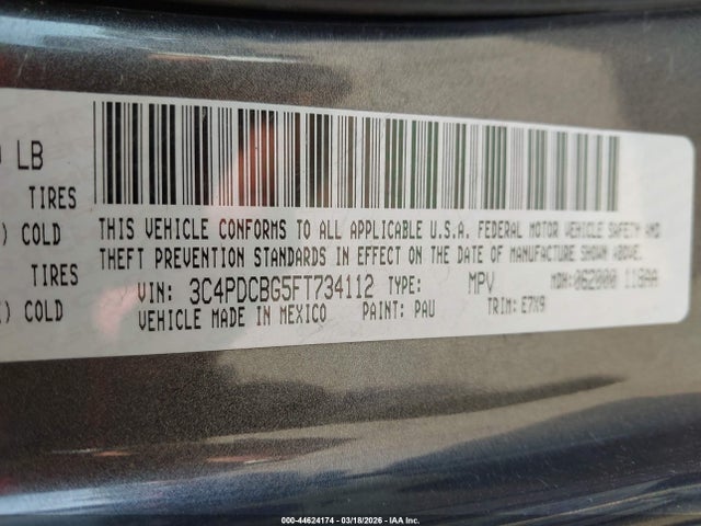 44624174 :رقم المزاد ، 3C4PDCBG5FT734112 vin ، 2015 Dodge Journey Sxt مزاد بيع