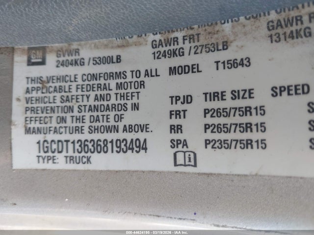 2006 CHEVROLET COLORADO 1GCDT136368193494 Photo 8