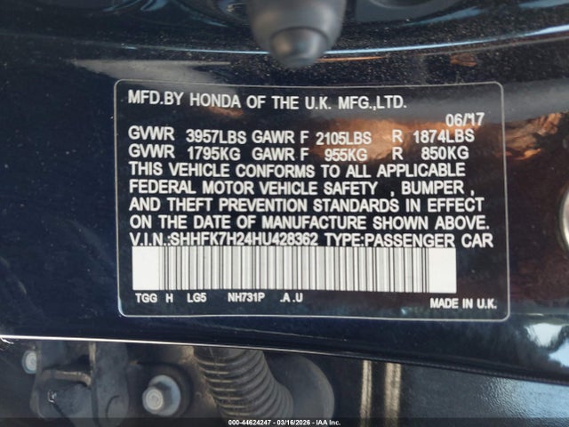SHHFK7H24HU428362 Honda Civic Lx