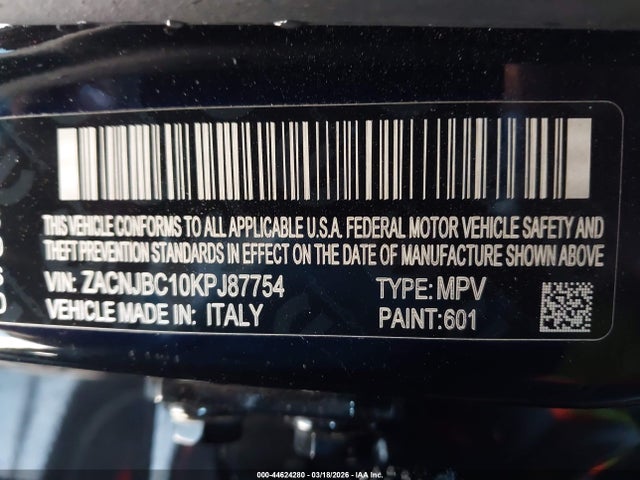 44624280 :رقم المزاد ، ZACNJBC10KPJ87754 vin ، 2019 Jeep Renegade Trailhawk 4x4 مزاد بيع