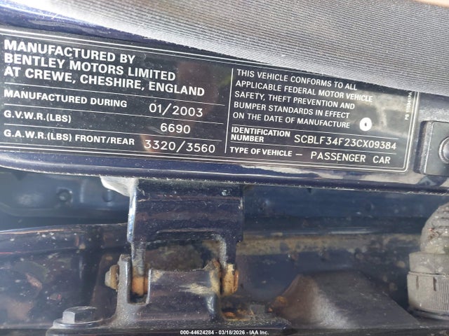 2003 BENTLEY ARNAGE SCBLF34F23CX09384 Photo 8