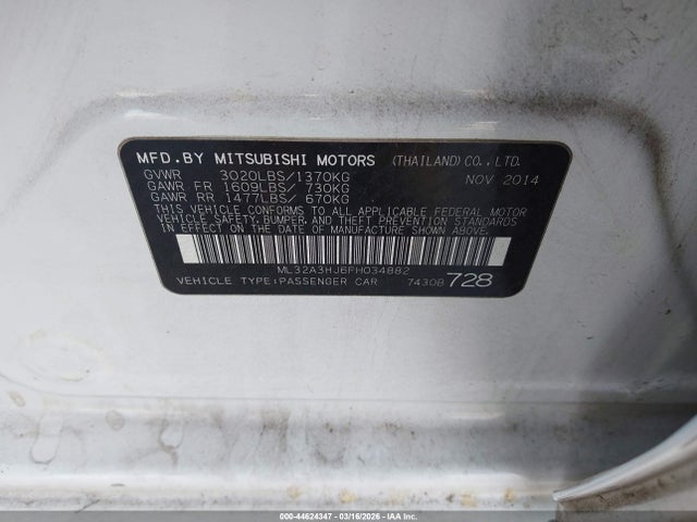 2015 MITSUBISHI MIRAGE ML32A3HJ6FH034882 Photo 8