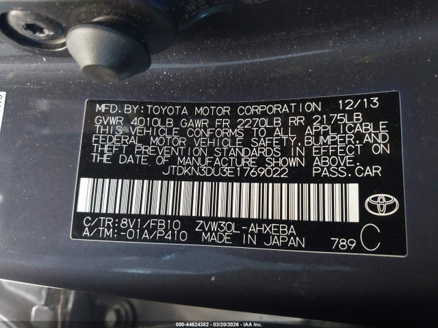 Toyota Prius Two 2014 JTDKN3DU3E1769022 Image 9