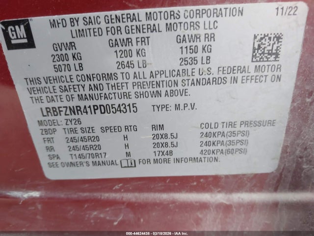 44624438 :رقم المزاد ، LRBFZNR41PD054315 vin ، 2023 Buick Envision Essence Fwd مزاد بيع
