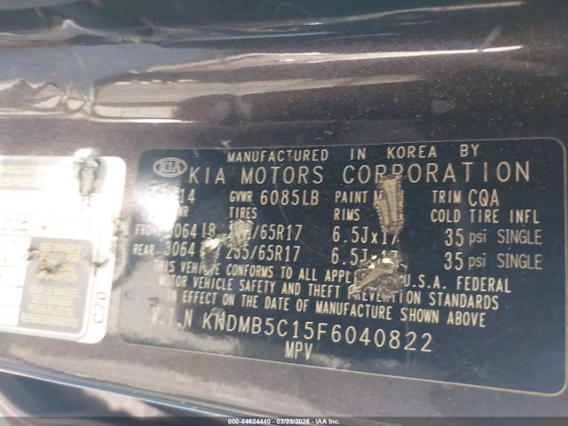 Aukcja sprzedaży 2015 Kia Sedona Lx, vin: KNDMB5C15F6040822, numer aukcji: 44624440