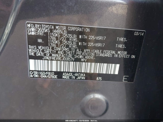 Toyota RAV4 LE 2014 JTMZFREV9EJ008579 Image 9