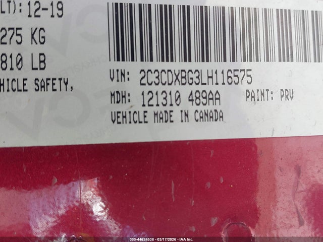 2C3CDXBG3LH116575 Dodge Charger Sxt Rwd