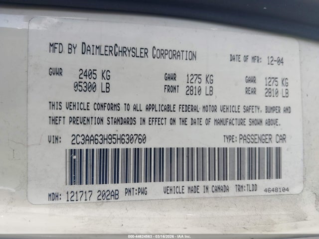 Продаж на аукціоні авто 2005 Chrysler 300c, vin: 2C3AA63H95H630760, номер лоту: 44624563