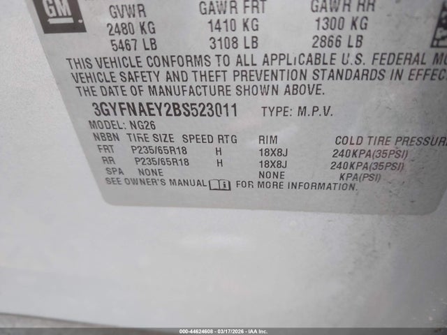 2011 CADILLAC SRX 3GYFNAEY2BS523011 Photo 8