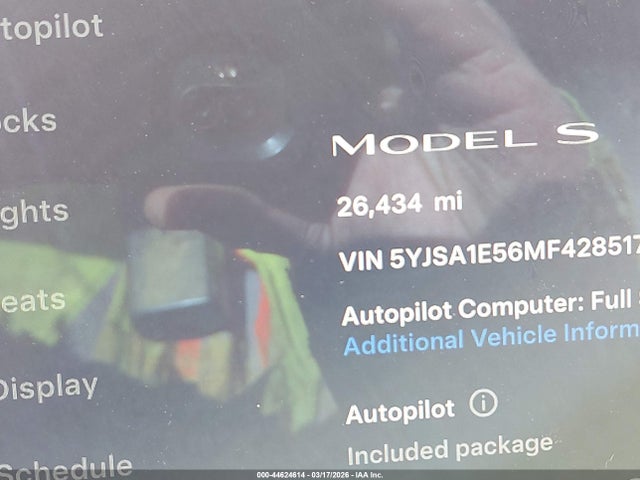 44624614 :رقم المزاد ، 5YJSA1E56MF428517 vin ، 2021 Tesla Model S Long Range Dual Motor All-wheel Drive مزاد بيع
