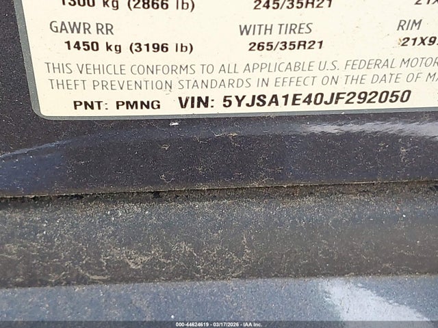 44624619 :رقم المزاد ، 5YJSA1E40JF292050 vin ، 2018 Tesla Model S 100d/75d/p100d مزاد بيع