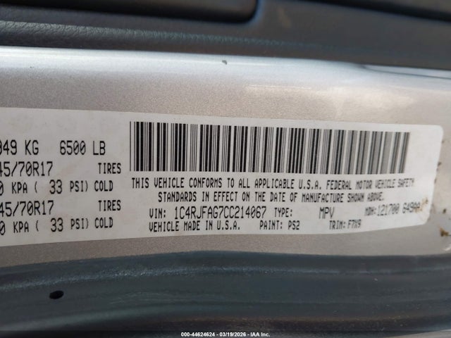Продажа на аукционе авто 2012 Jeep Grand Cherokee Laredo, vin: 1C4RJFAG7CC214067, номер лота: 44624624