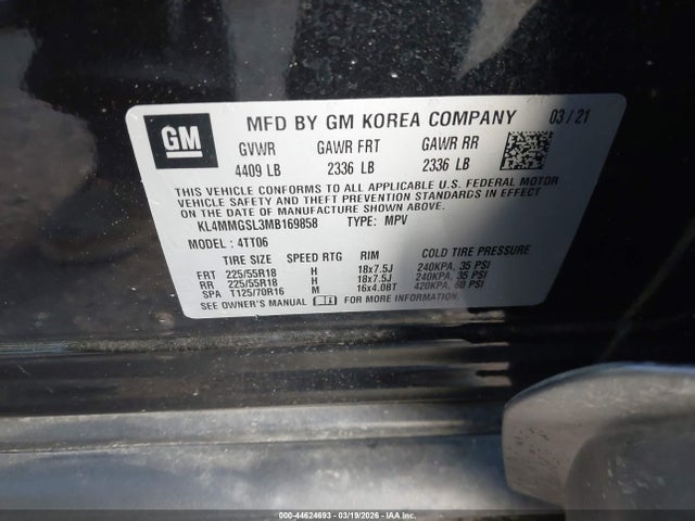 Продажа на аукционе авто 2021 Buick Encore Gx Awd Essence, vin: KL4MMGSL3MB169858, номер лота: 44624693