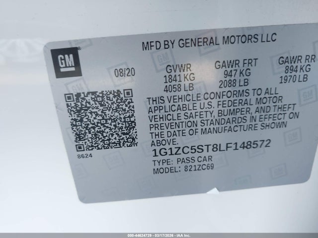 1G1ZC5ST8LF148572 Chevrolet Malibu Fwd 1fl