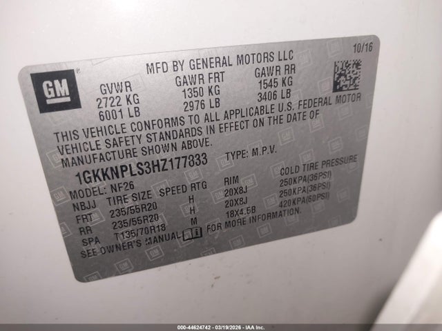 1GKKNPLS3HZ177833 GMC Acadia Denali