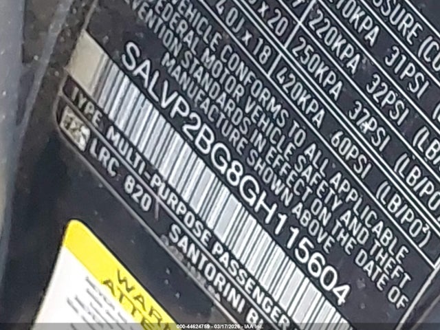 2016 LAND ROVER RANGE ROVER EVOQUE SALVP2BG8GH115604 Photo 8