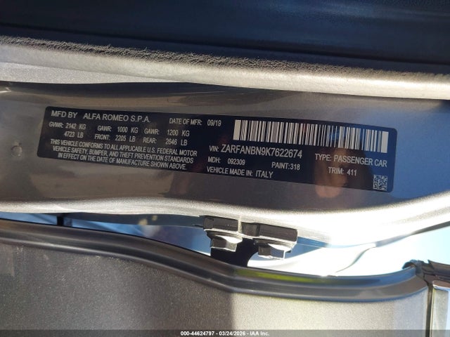 ZARFANBN9K7622674 Alfa Romeo Giulia Ti Awd