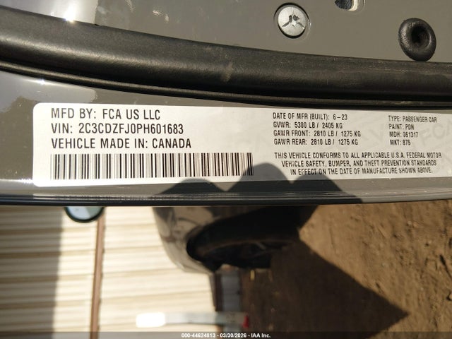 Продажа на аукционе авто 2023 Dodge Challenger R/t Scat Pack, vin: 2C3CDZFJ0PH601683, номер лота: 44624813