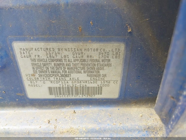 Nissan Versa Note S (sr)/s Plus/sl/sr/sv 2015 3N1CE2CPXFL393927 Image 9