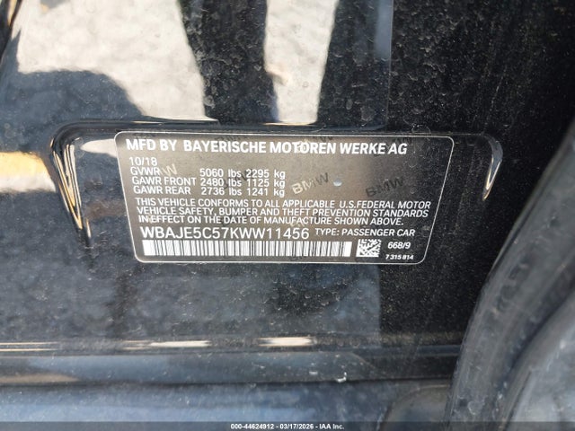 2019 BMW 540I WBAJE5C57KWW11456 Photo 8