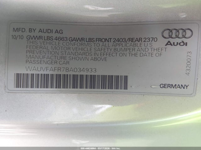 2011 AUDI A5 WAUVFAFR7BA034933 Photo 8