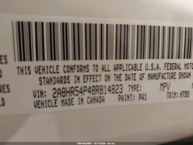 Продажа на аукционе авто 2008 Chrysler Town & Country Touring, vin: 2A8HR54P48R814823, номер лота: 44624997