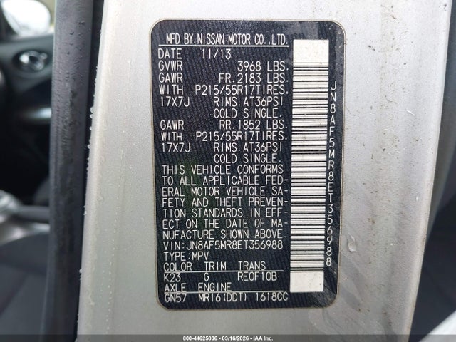 JN8AF5MR8ET356988 Nissan JUKE S