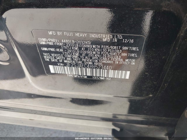 Aukcja sprzedaży 2017 Subaru Forester 2.5i Premium, vin: JF2SJAEC4HH523440, numer aukcji: 44625015