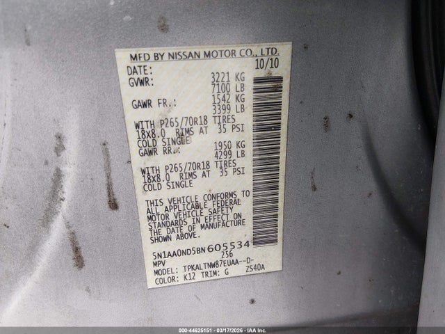 2011 NISSAN ARMADA 5N1AA0ND5BN605534 Photo 8