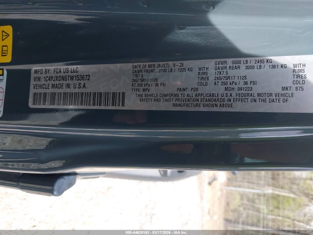 Продаж на аукціоні авто 2026 Jeep Wrangler Sport S 4x4, vin: 1C4PJXDN6TW153672, номер лоту: 44625163