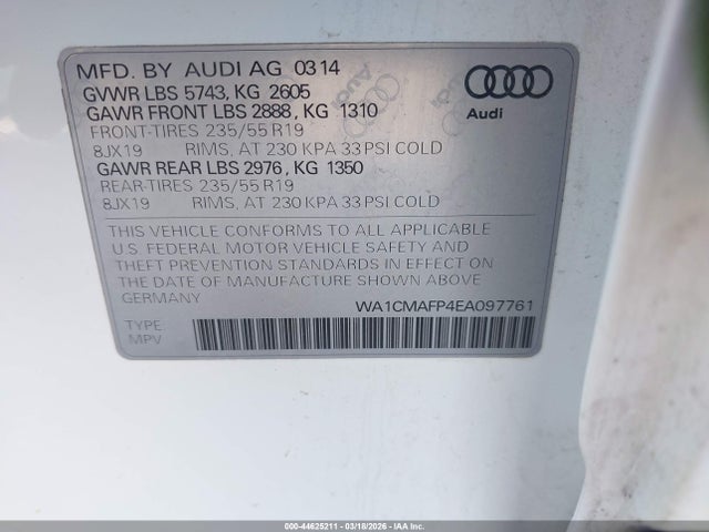 2014 AUDI Q5 WA1CMAFP4EA097761 Photo 8